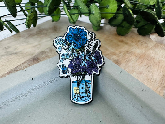 Blue Science Floral Enamel Pin