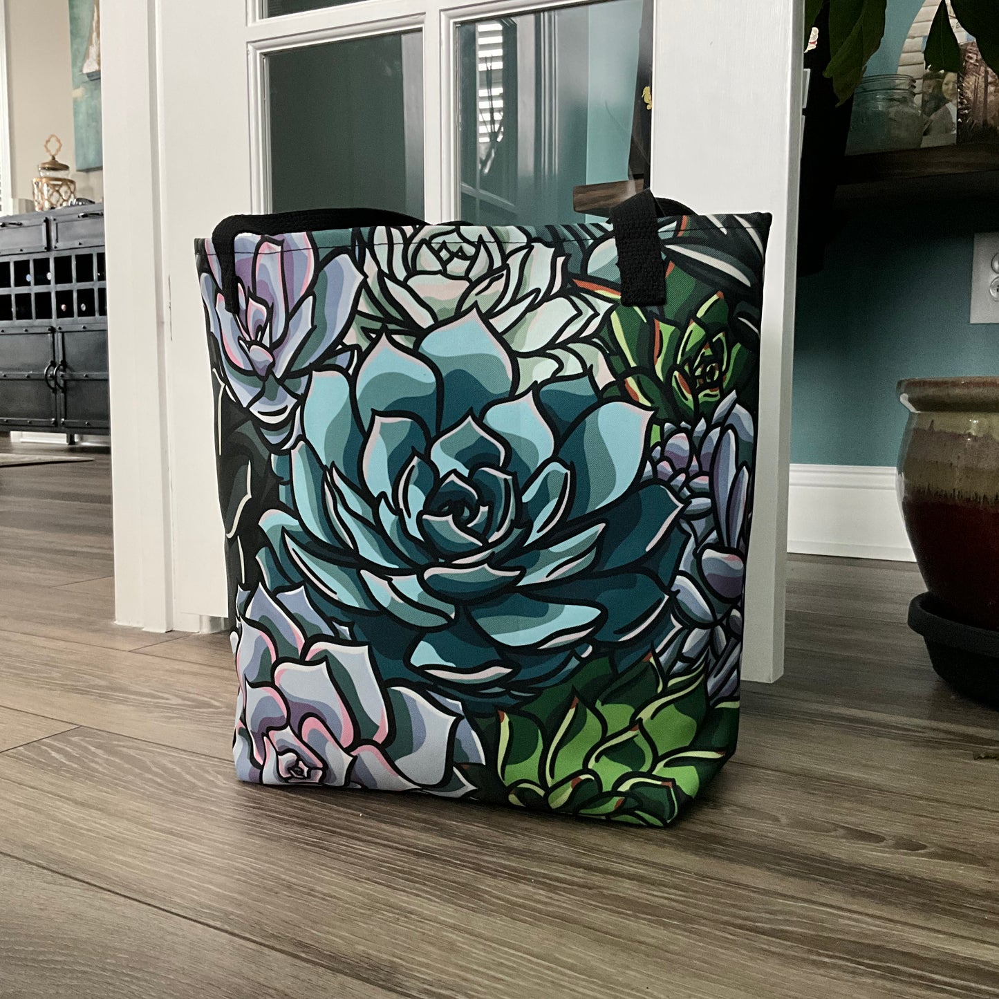 Succulent Tote Bag w/ Pocket, 16”x20”
