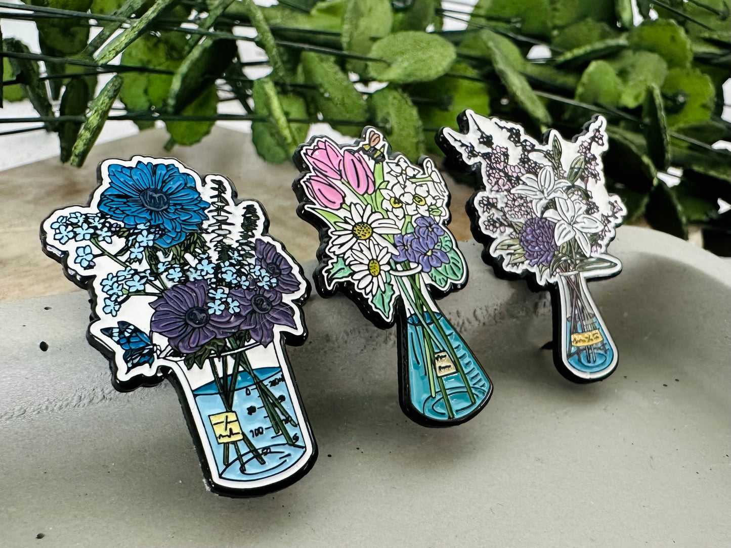 Science Pink Floral Enamel Pin