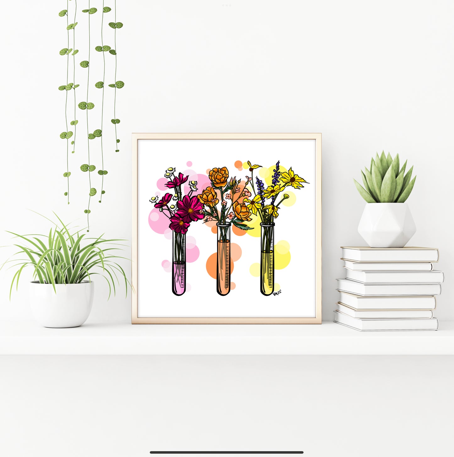 Test Tube Warm Toned Floral Science Print
