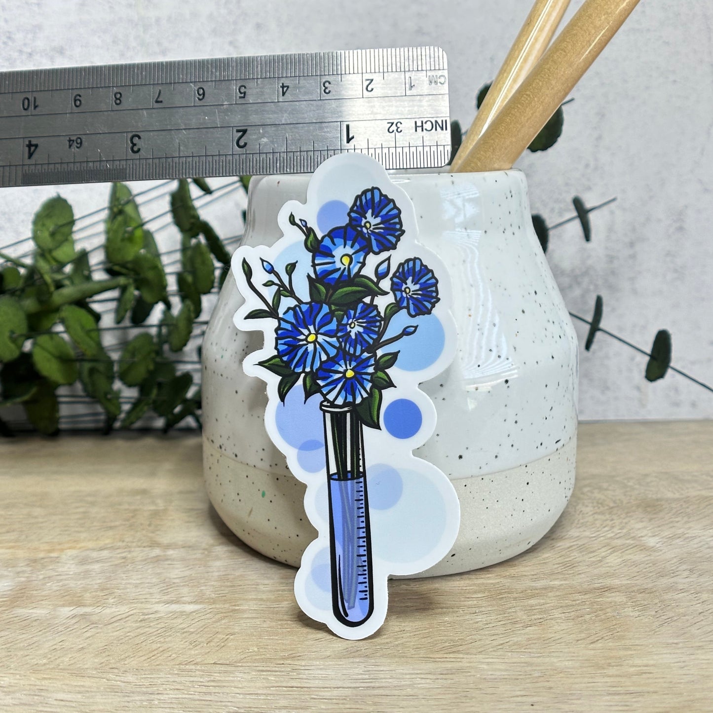 Test Tube Indigo Floral Vinyl Sticker