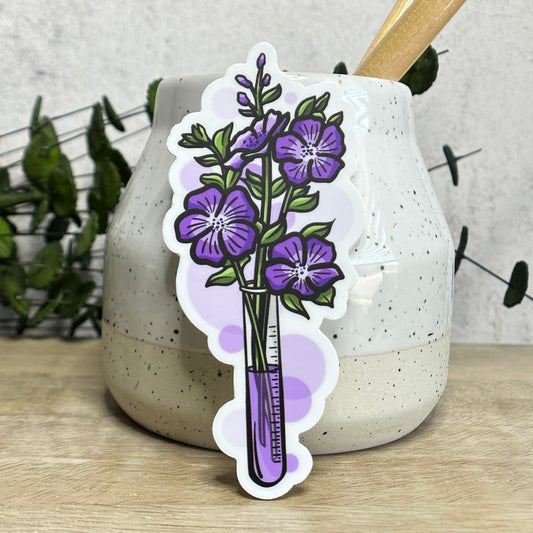 Test Tube Violet Floral Vinyl Sticker
