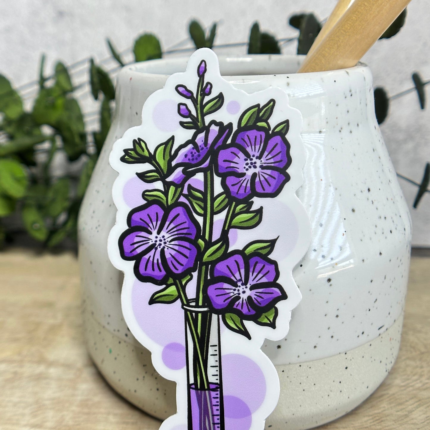 Test Tube Violet Floral Vinyl Sticker