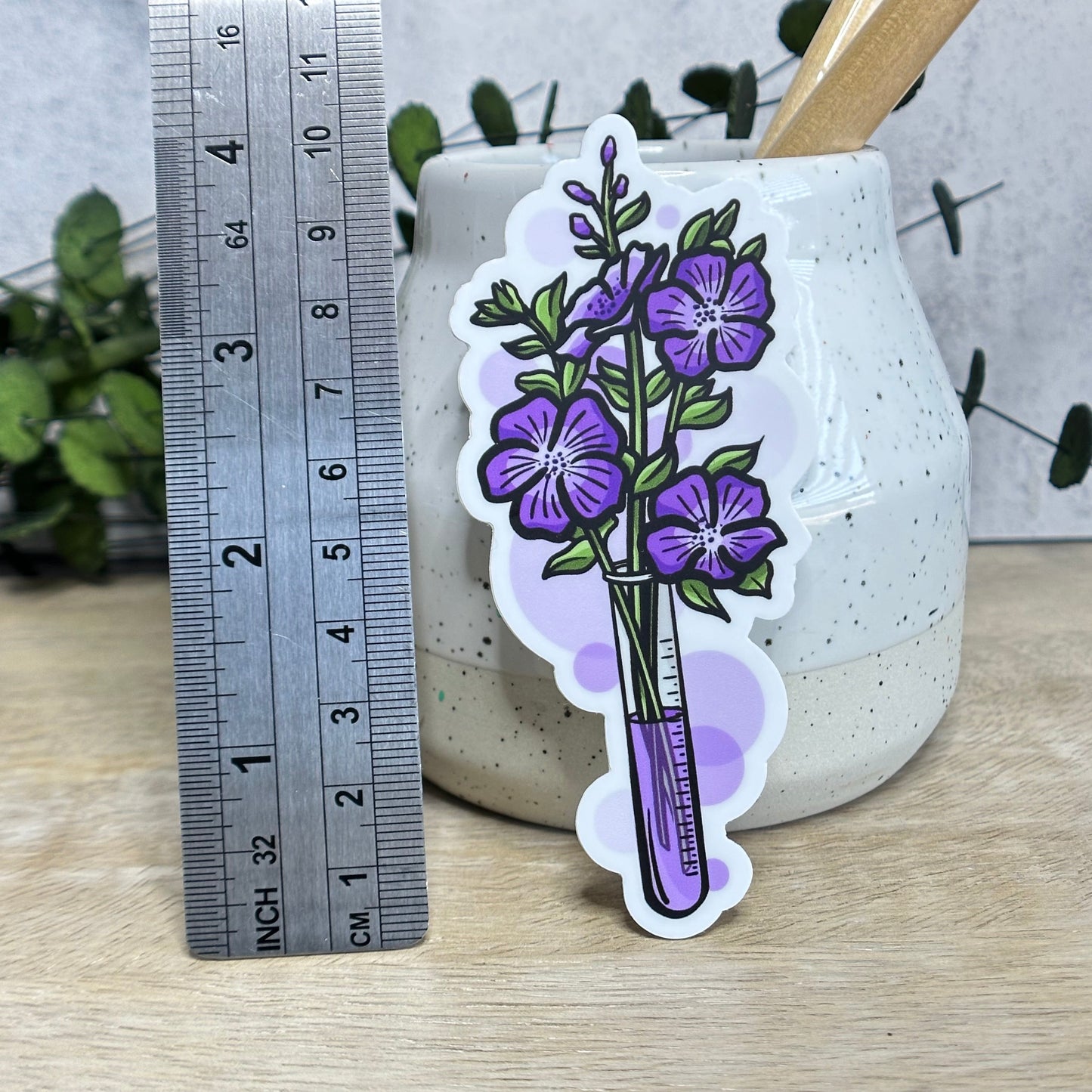 Test Tube Violet Floral Vinyl Sticker