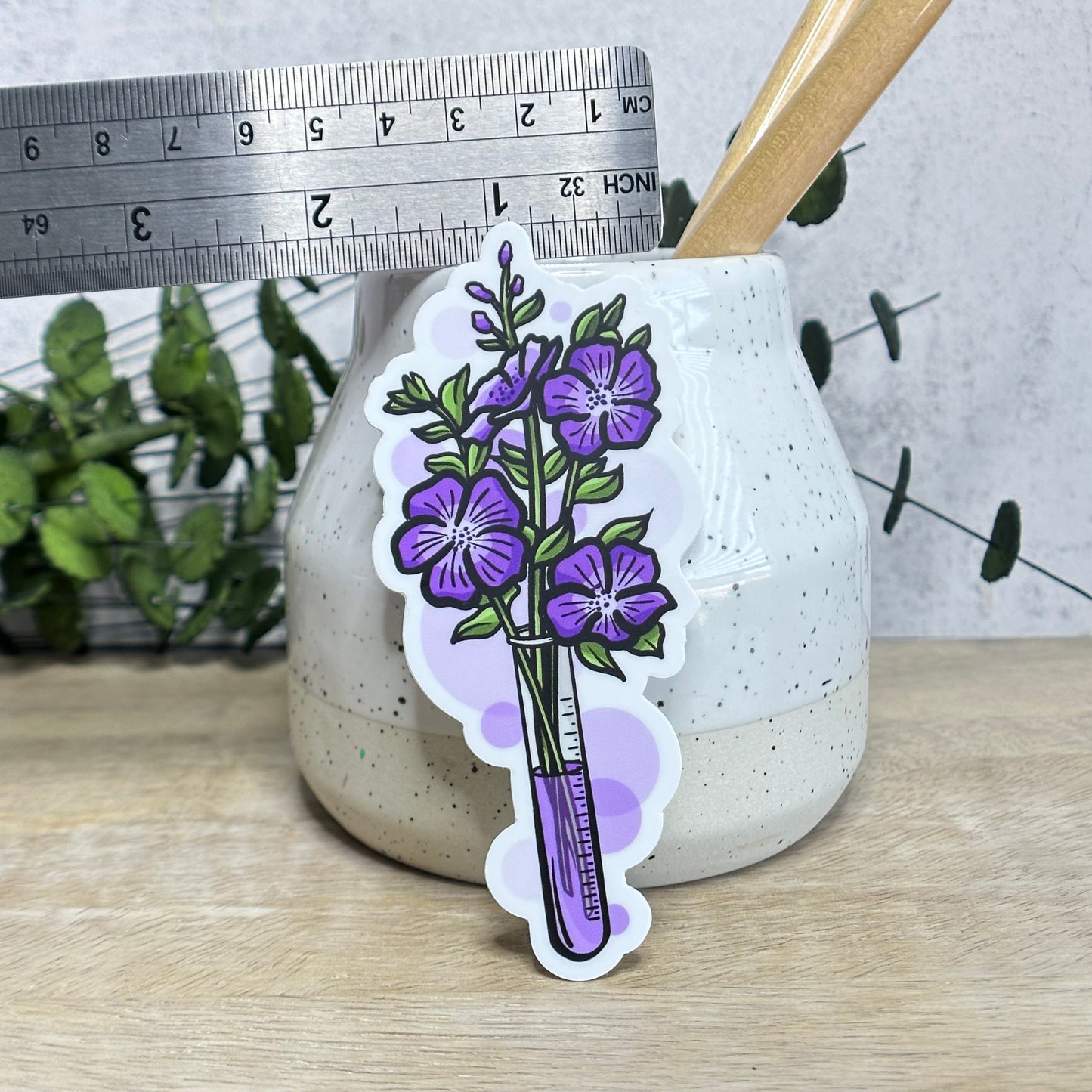 Test Tube Violet Floral Vinyl Sticker