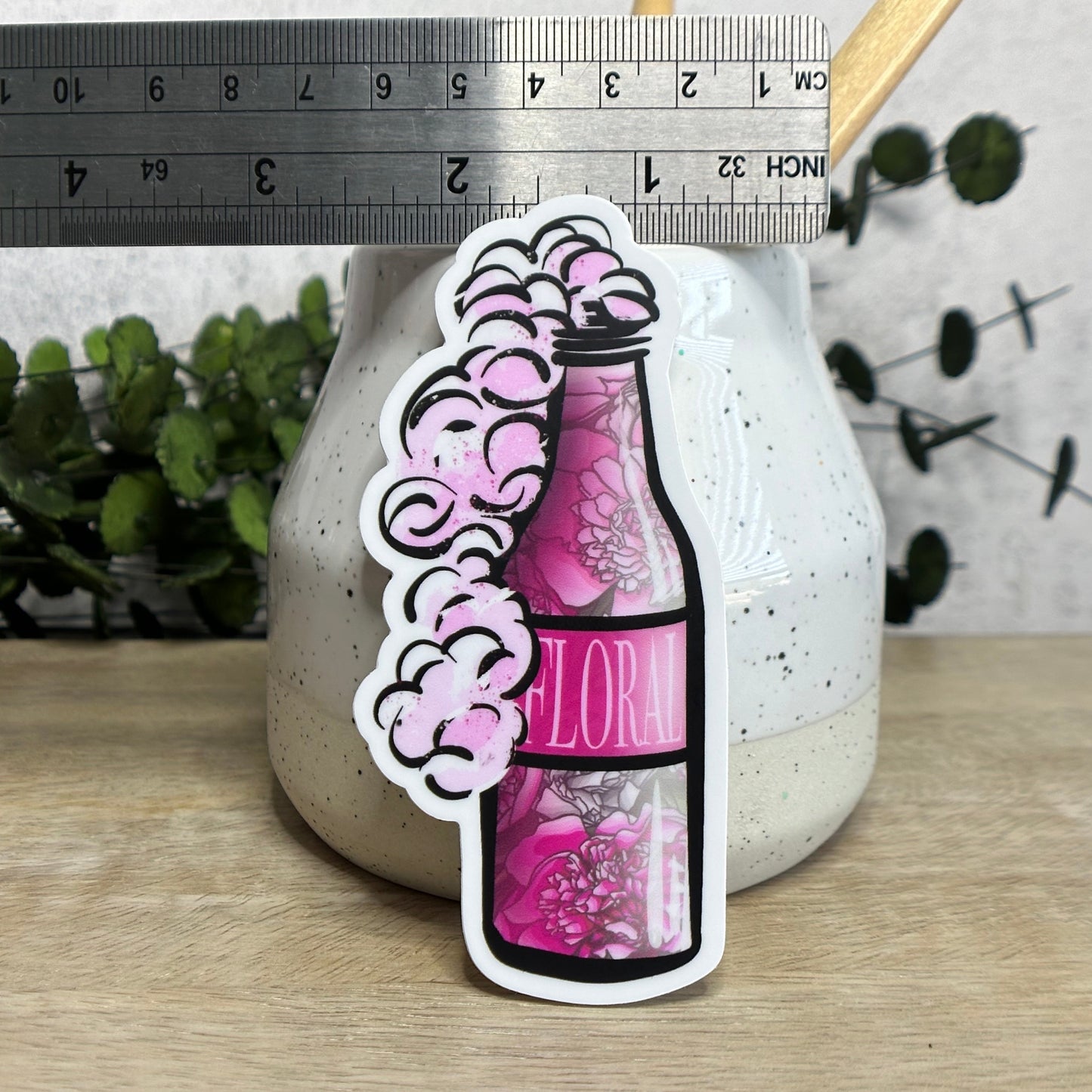 Floral Beer Bottle Vinyl Sticker