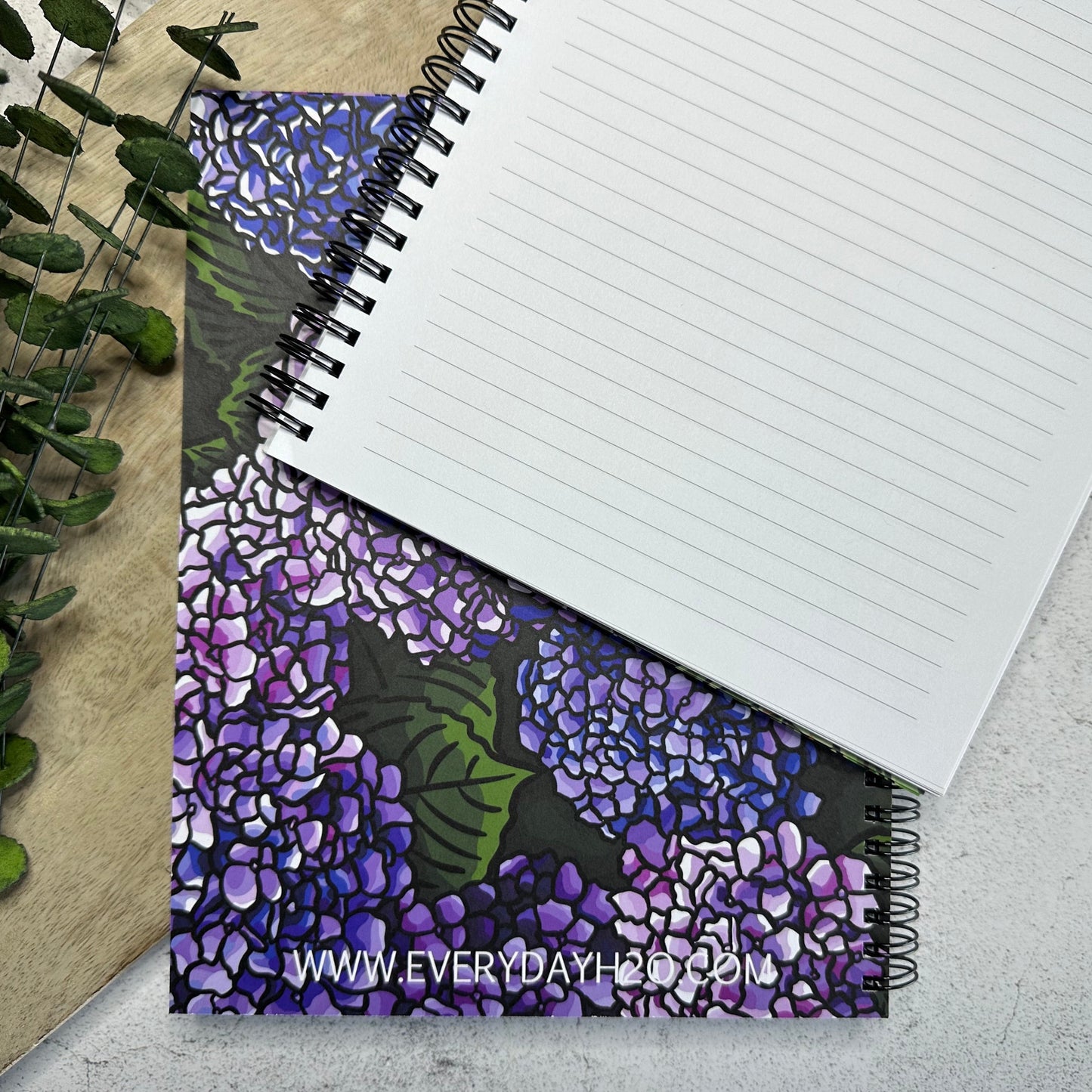 9"x7" Hydrangea Notebook, Spiral, Lined