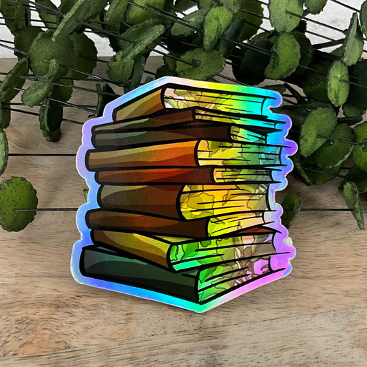 Holo Brown with Leaves Book Sticker