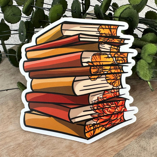 Orange Floral Book Sticker