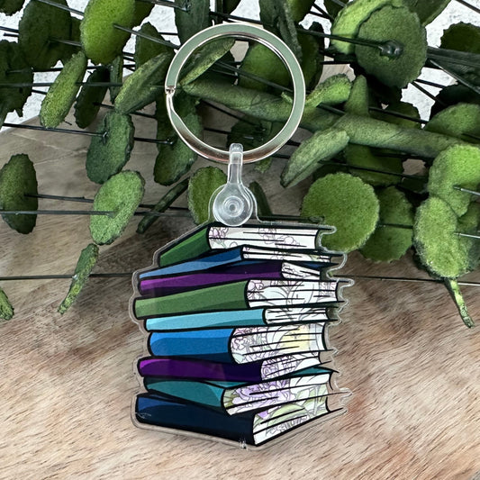 Jewel Toned Floral Book Keychain