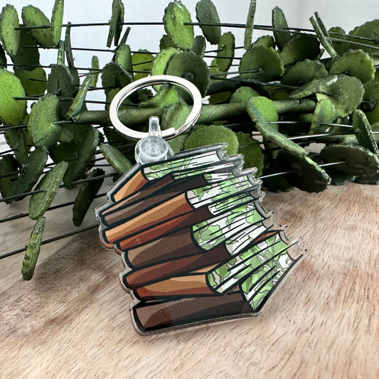 Brown With Leaves Book Keychain