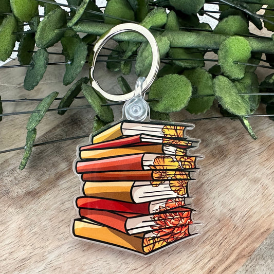 Orange Floral Book Keychain