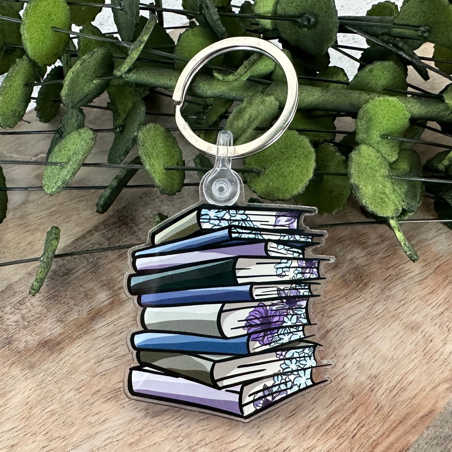 Pastel Floral Book Keychain