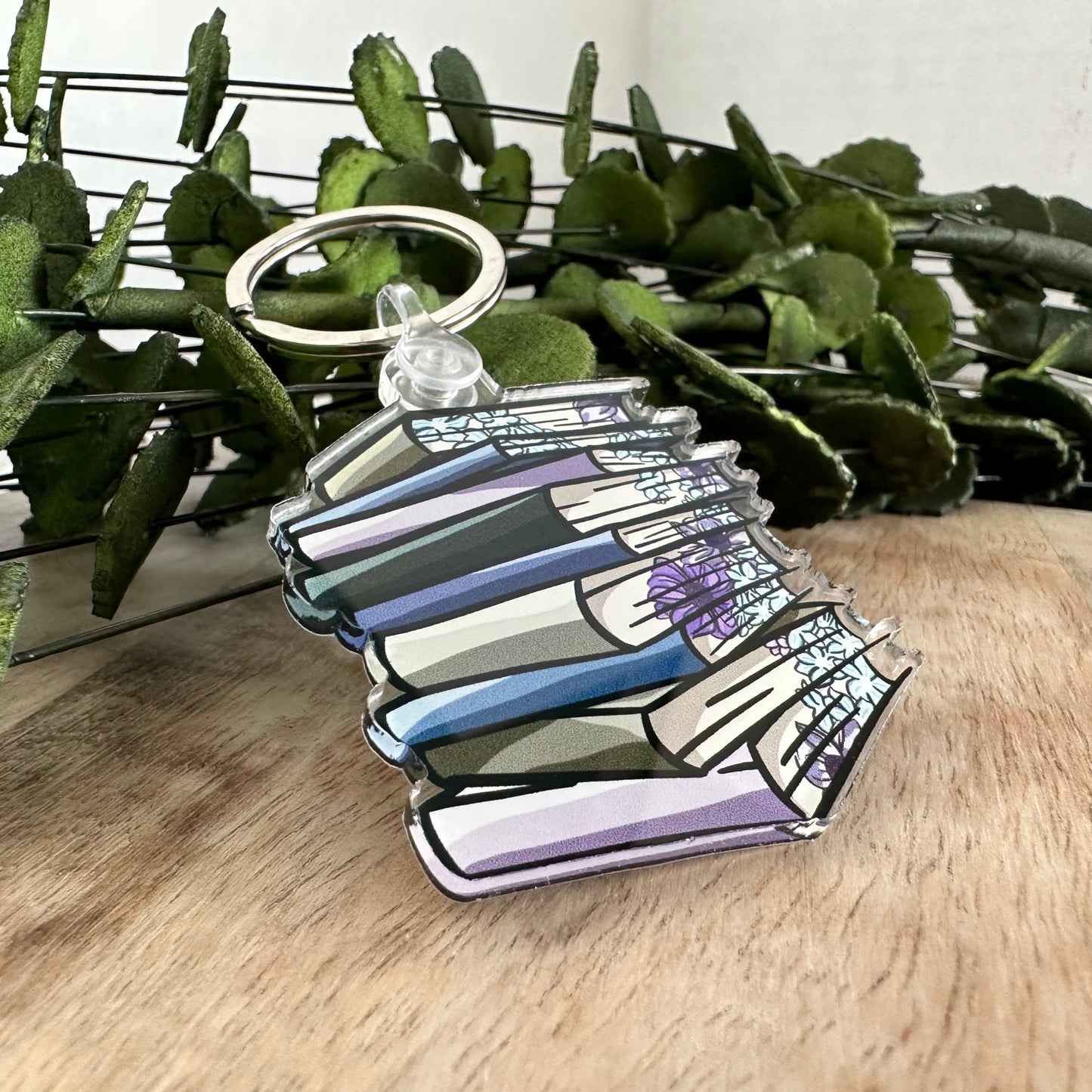 Pastel Floral Book Keychain