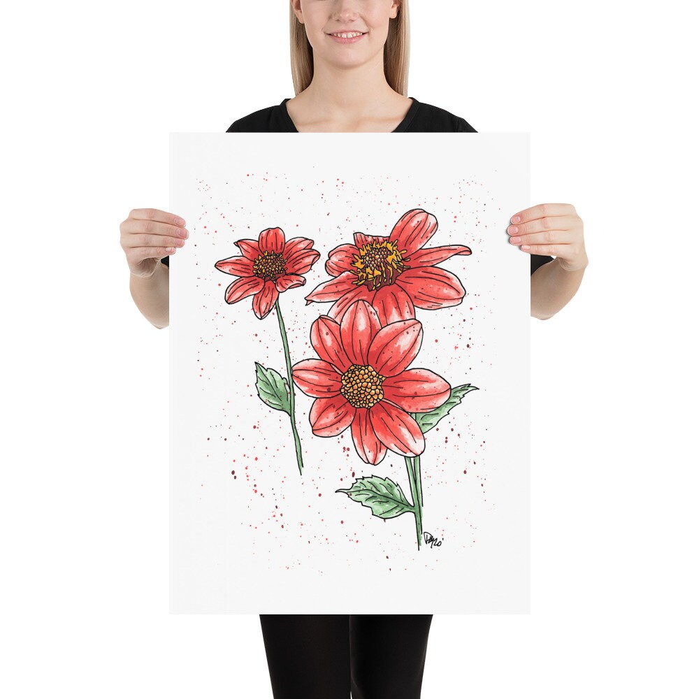 Bishop Dahlia Watercolor Print