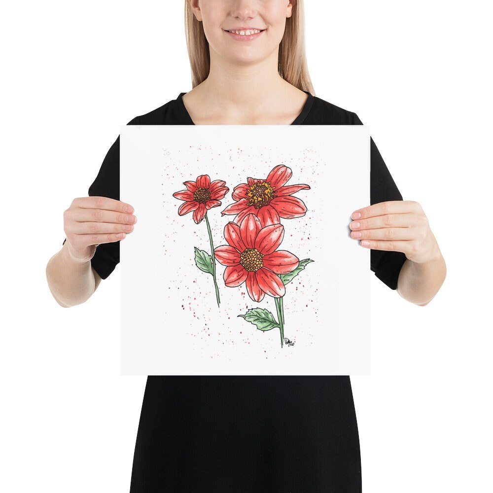 Bishop Dahlia Watercolor Print