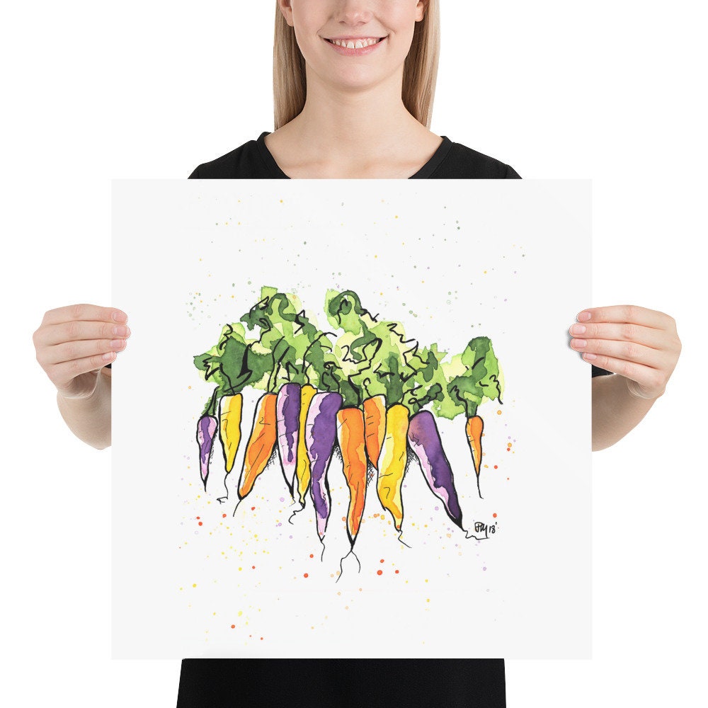 Colorful Carrots Watercolor Print