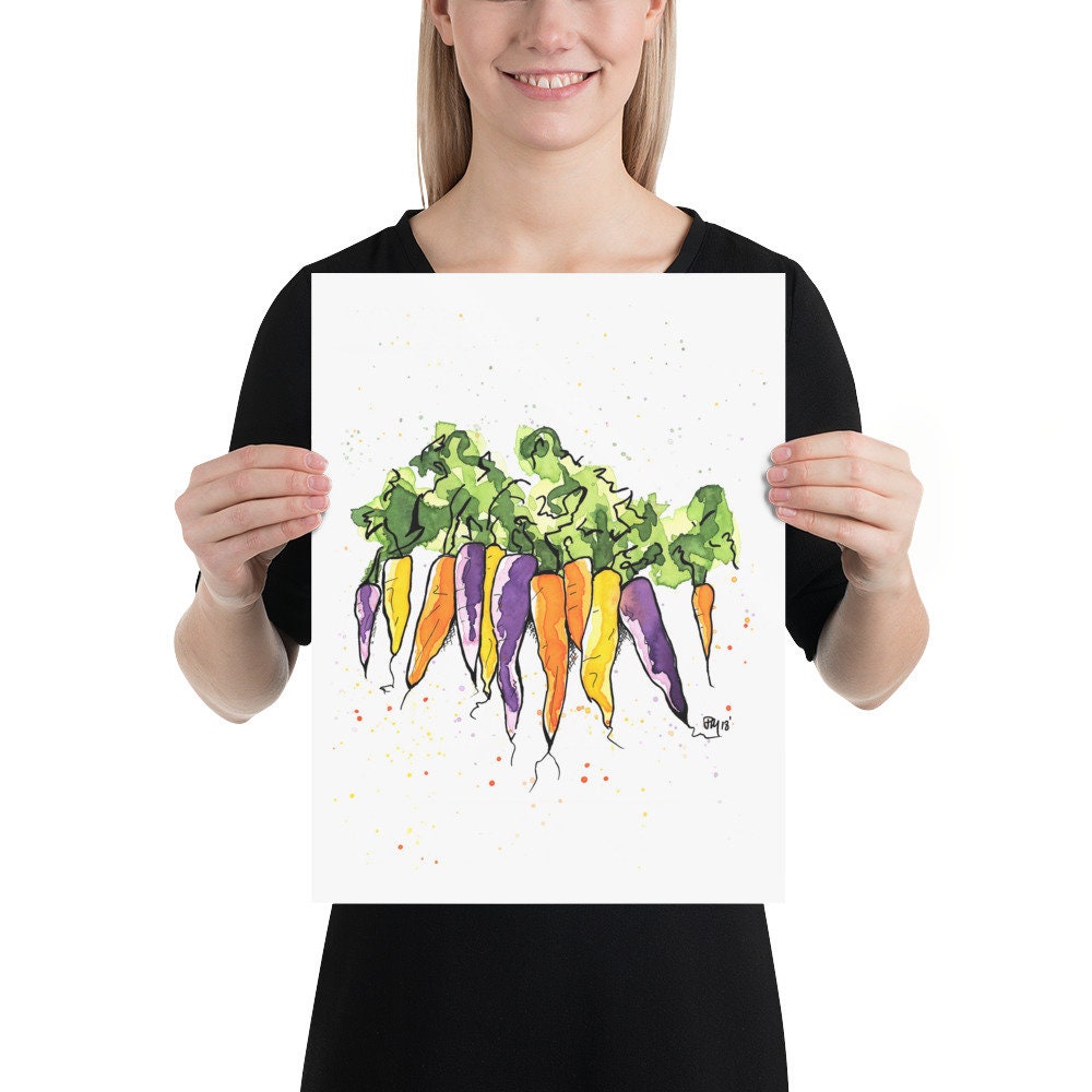 Colorful Carrots Watercolor Print