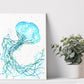 Blue and Pink Jellyfish Watercolor Print Set