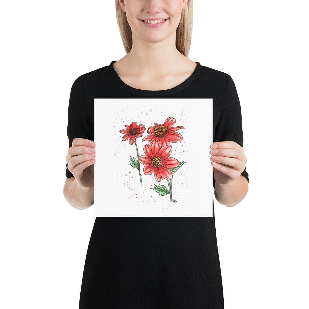 Bishop Dahlia Watercolor Print