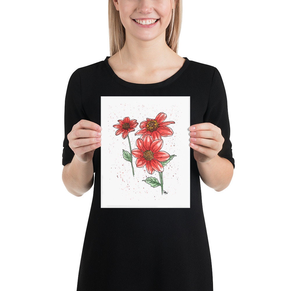 Bishop Dahlia Watercolor Print