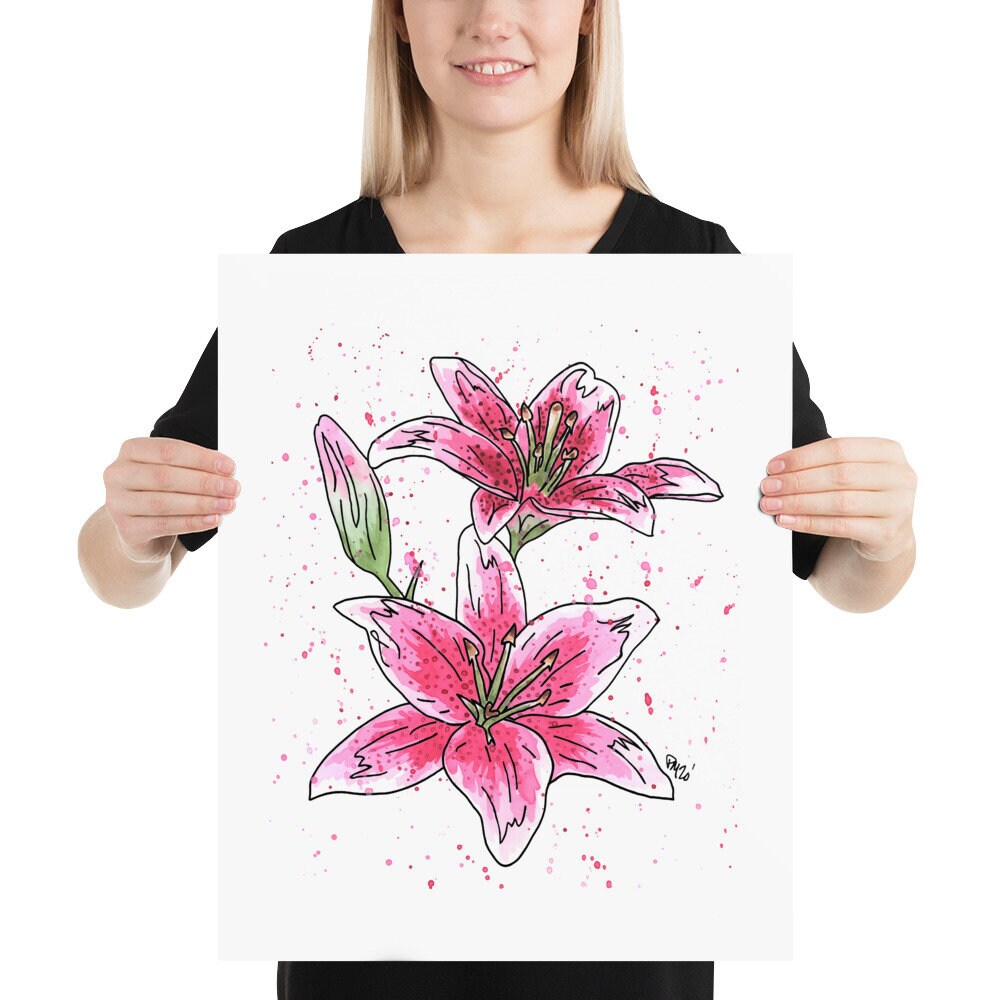 Pink Lily Watercolor Print
