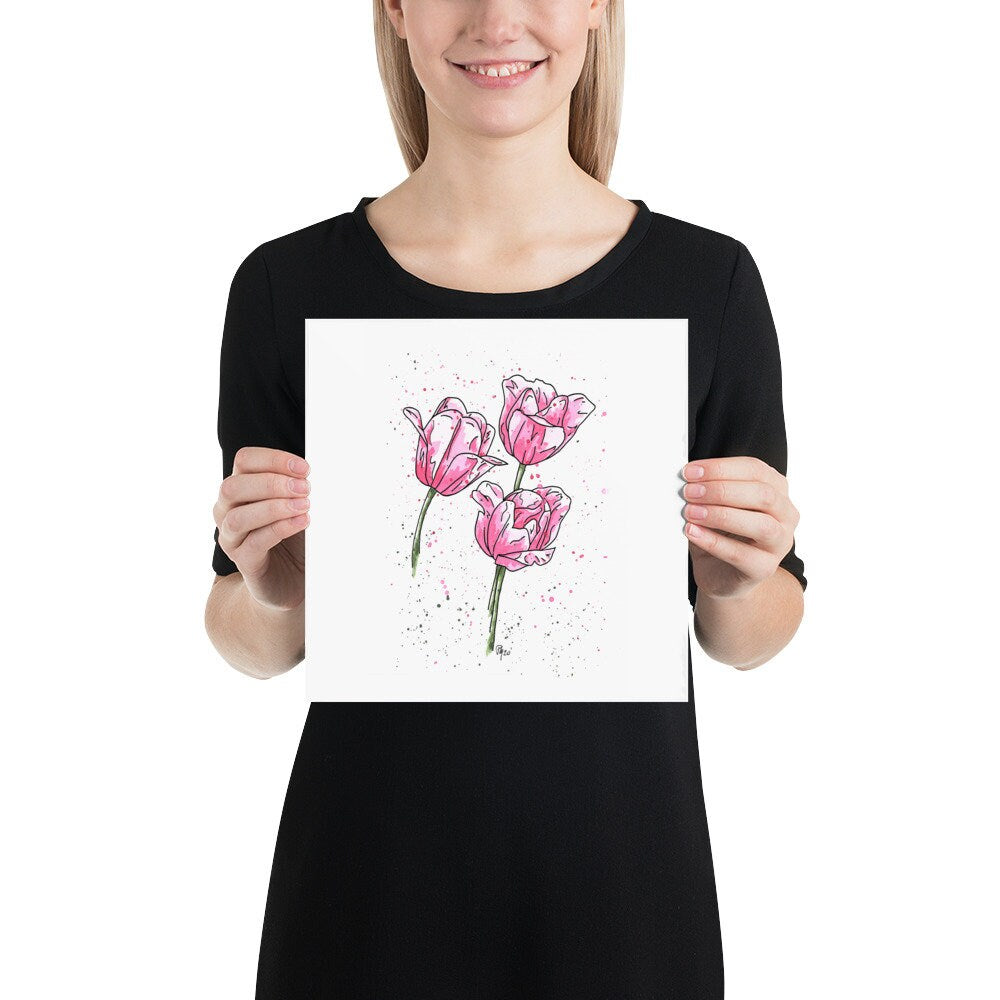 Pink Tulip Watercolor Print