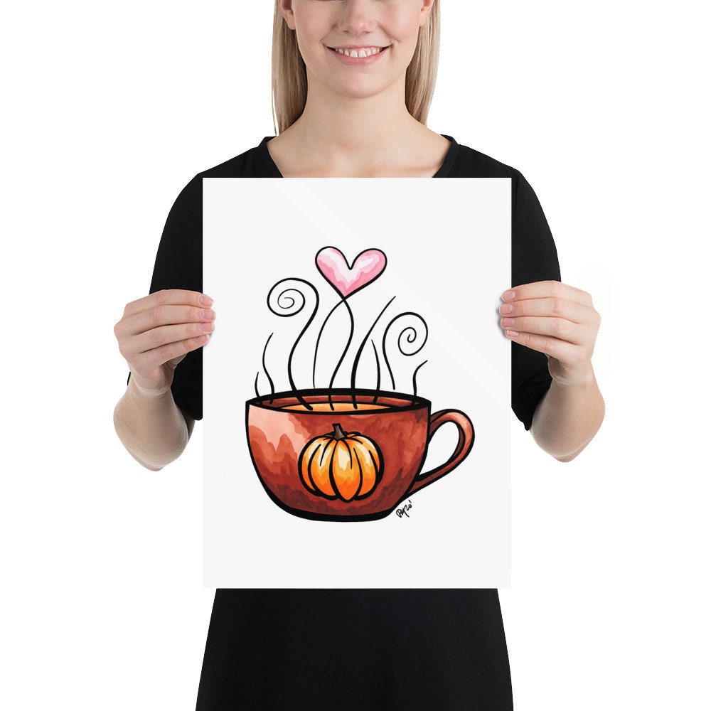 Pumpkin Spice Latte Watercolor Print