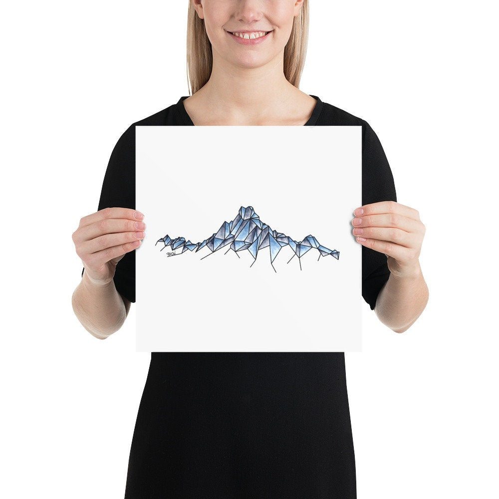 Geometric Watercolor Mountain Print