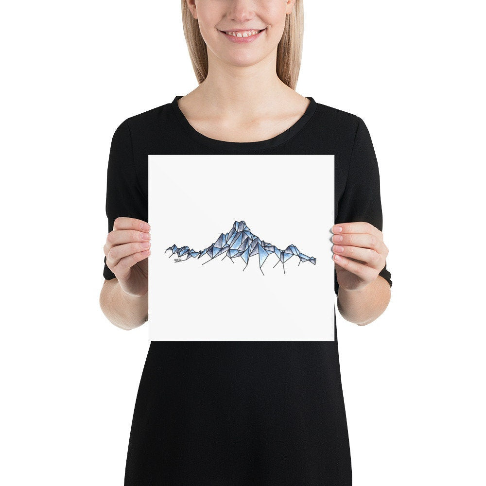 Geometric Watercolor Mountain Print