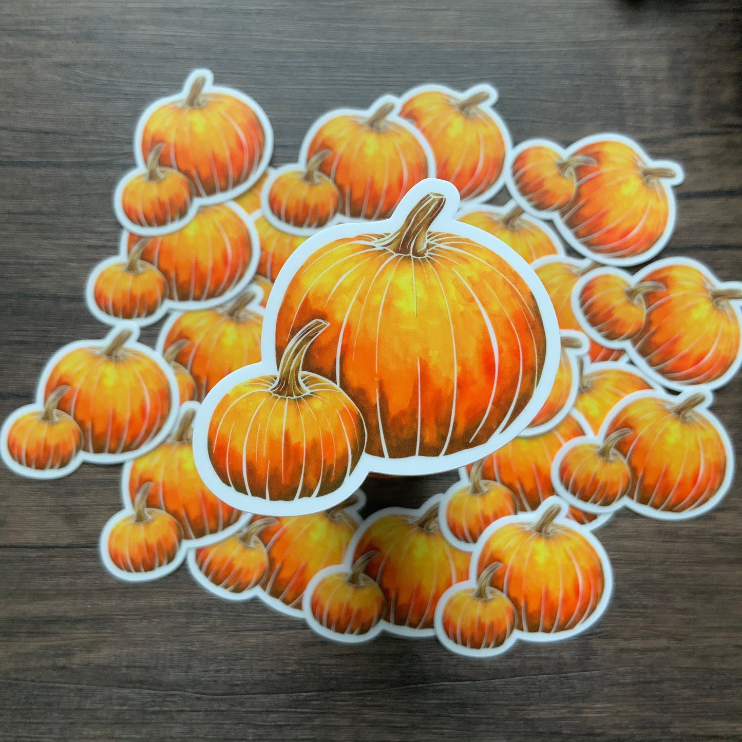 Orange Watercolor Pumpkins Vinyl Sticker