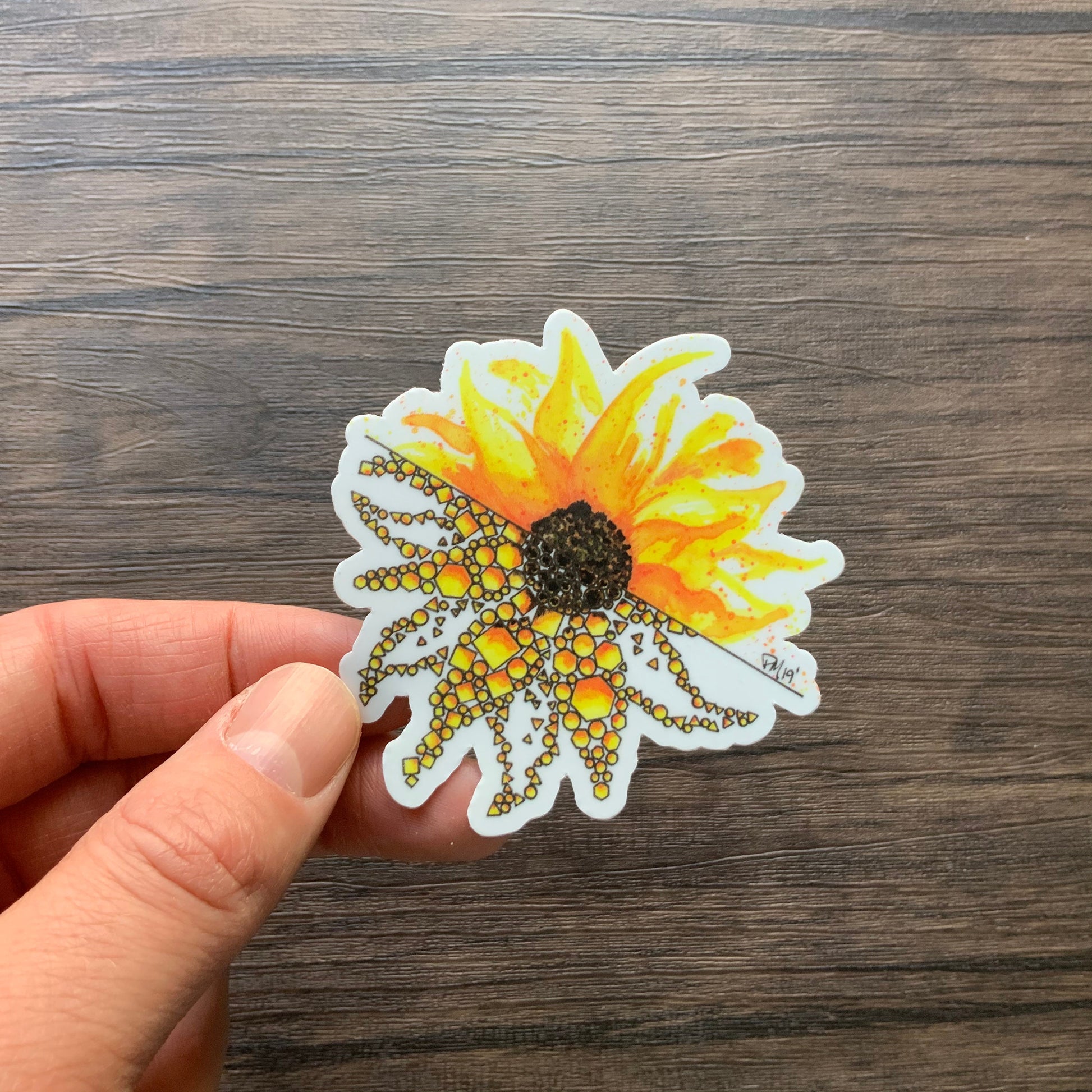 Geometric Sunflower Vinyl Sticker