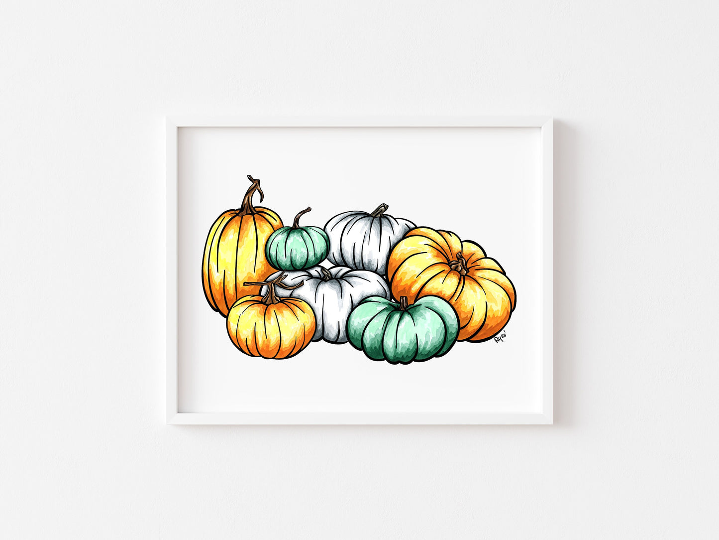Pile of Pumpkins Watercolor Print