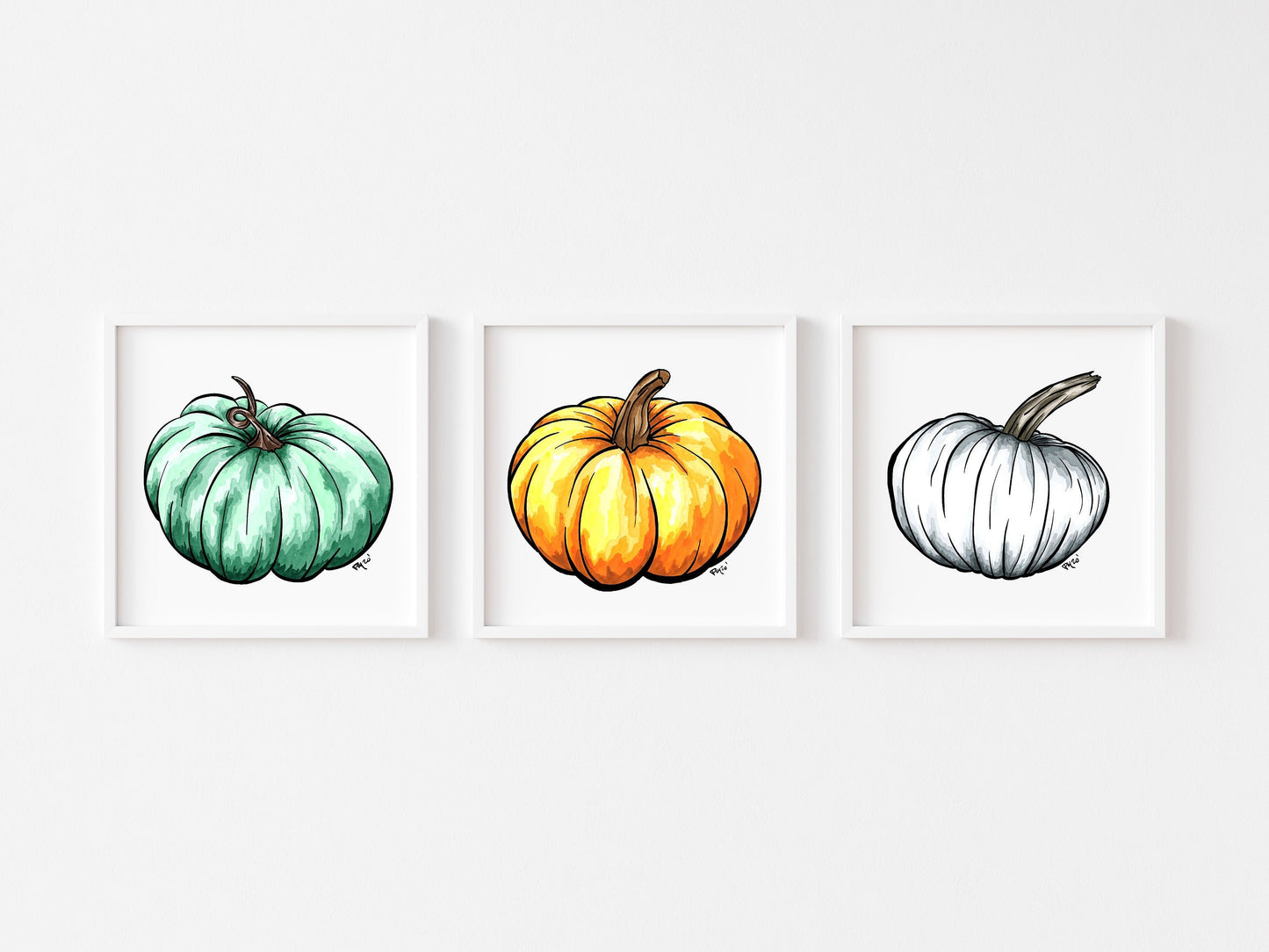 Pumpkin Watercolor Print Set
