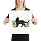 Black Cat and Pumpkins Watercolor Print