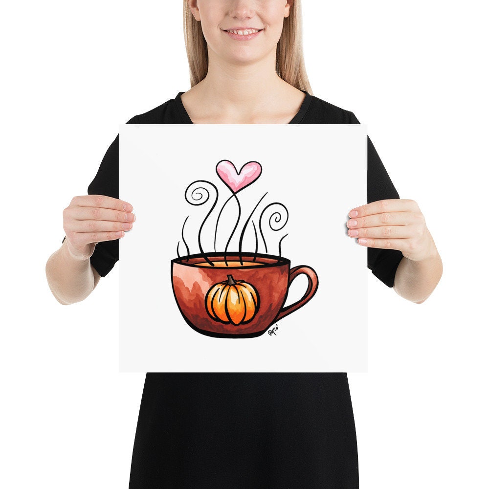 Pumpkin Spice Latte Watercolor Print