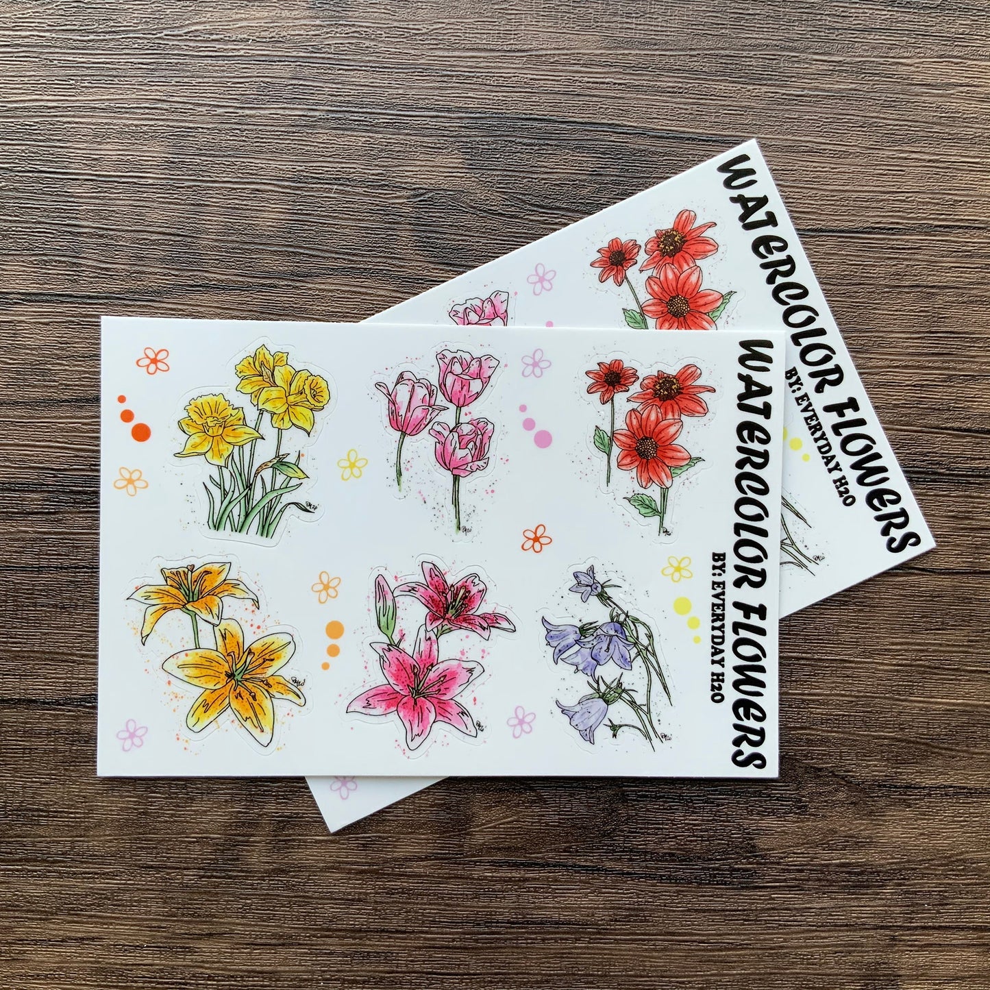 Watercolor Flower Sticker Sheet