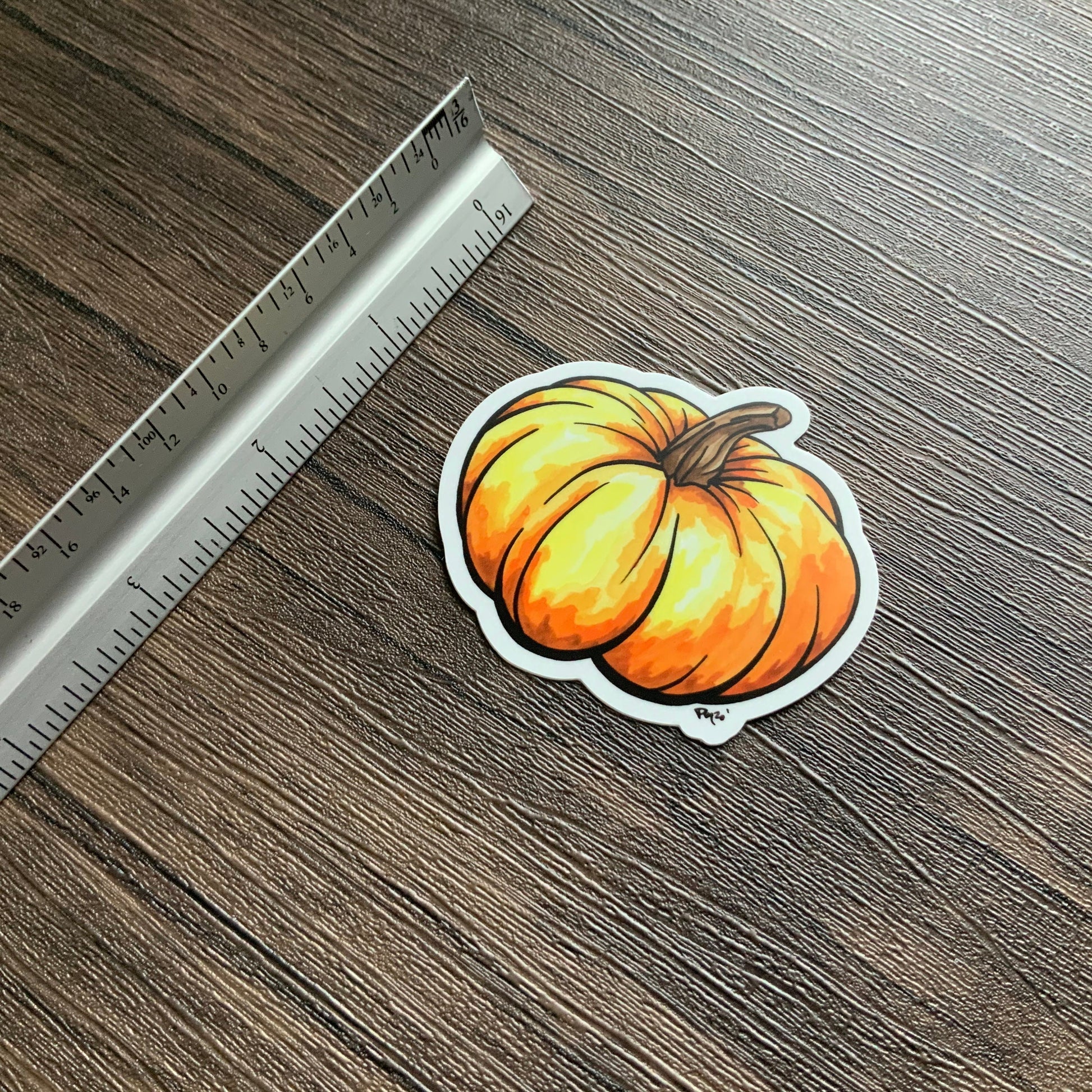 Orange Watercolor Pumpkin Vinyl Sticker