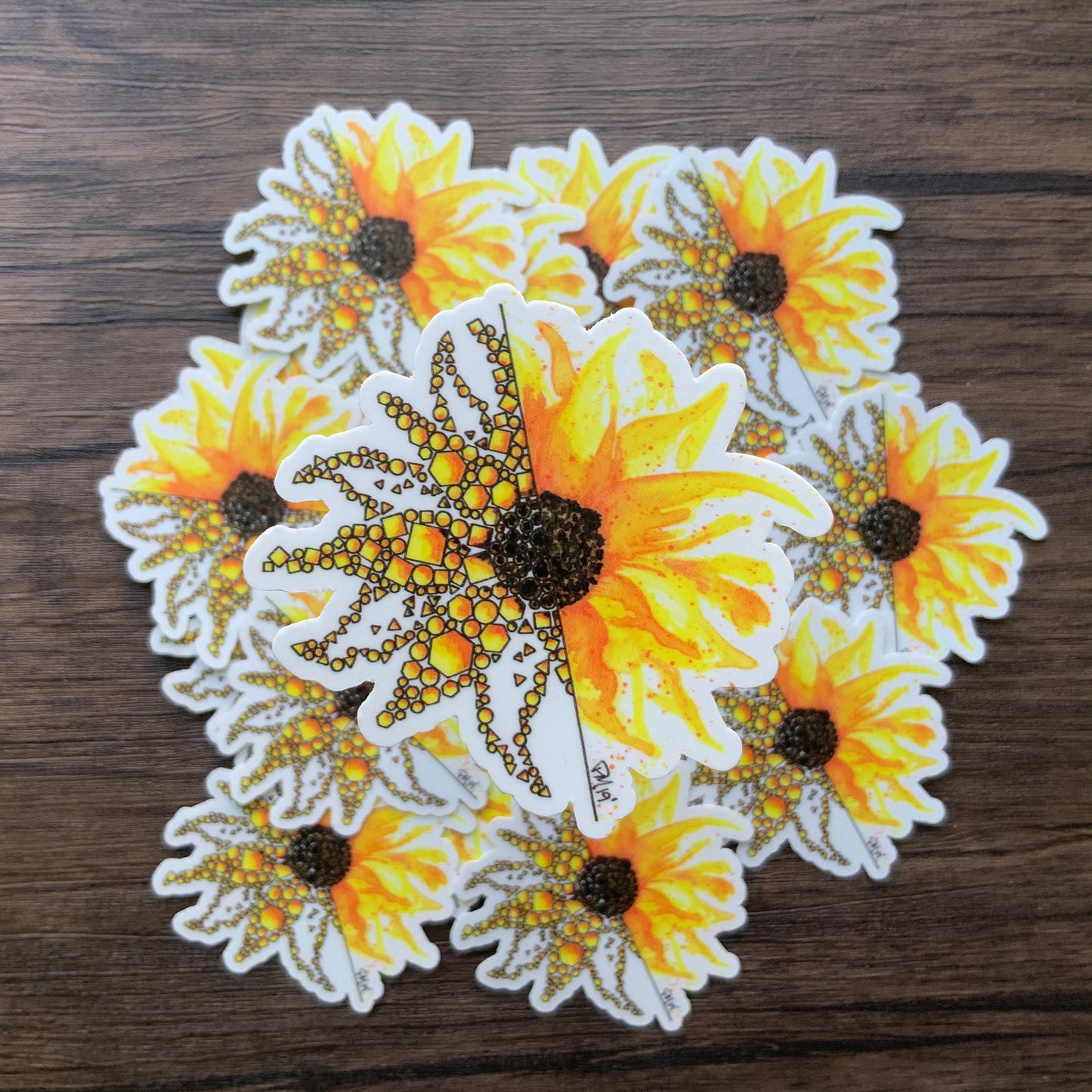 Geometric Sunflower Vinyl Sticker