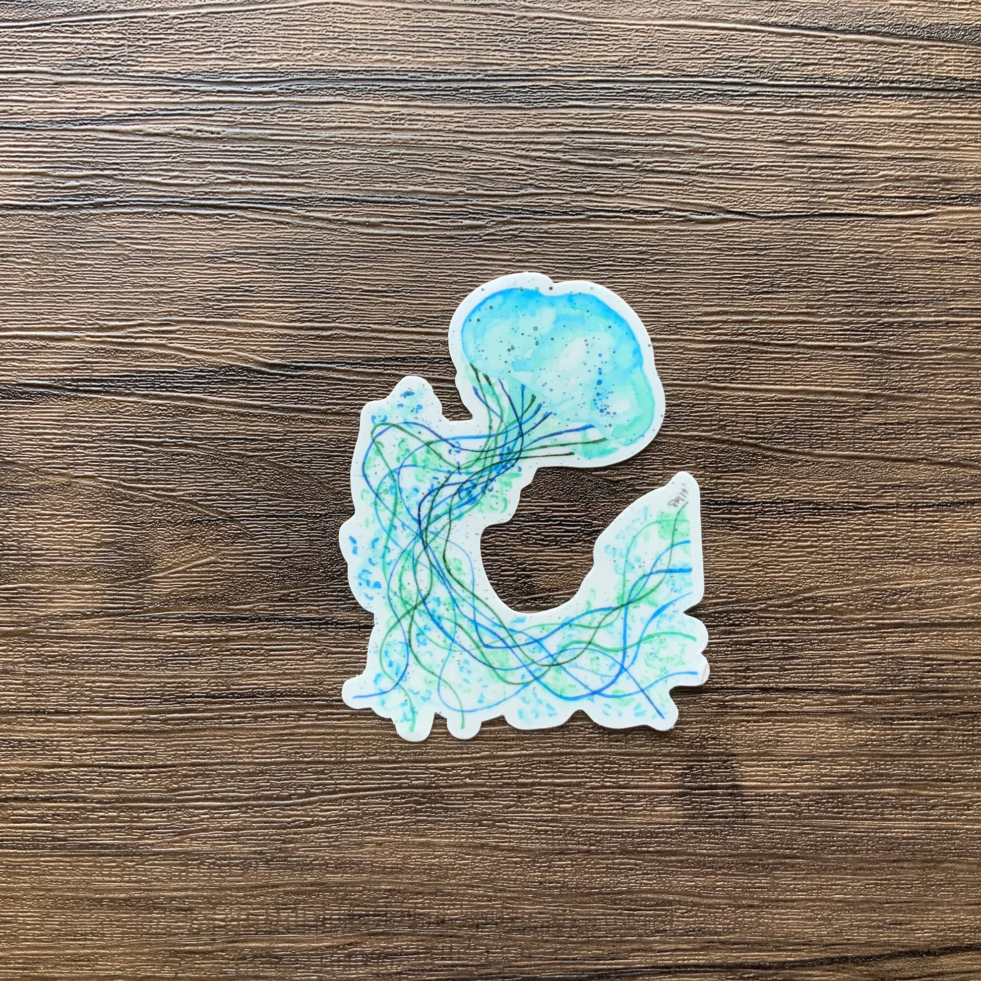 Blue Jellyfish Vinyl Sticker