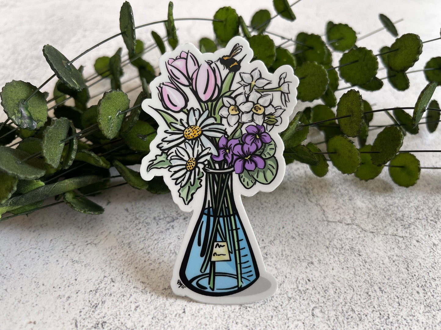 Pink Science Bouquet Vinyl Sticker