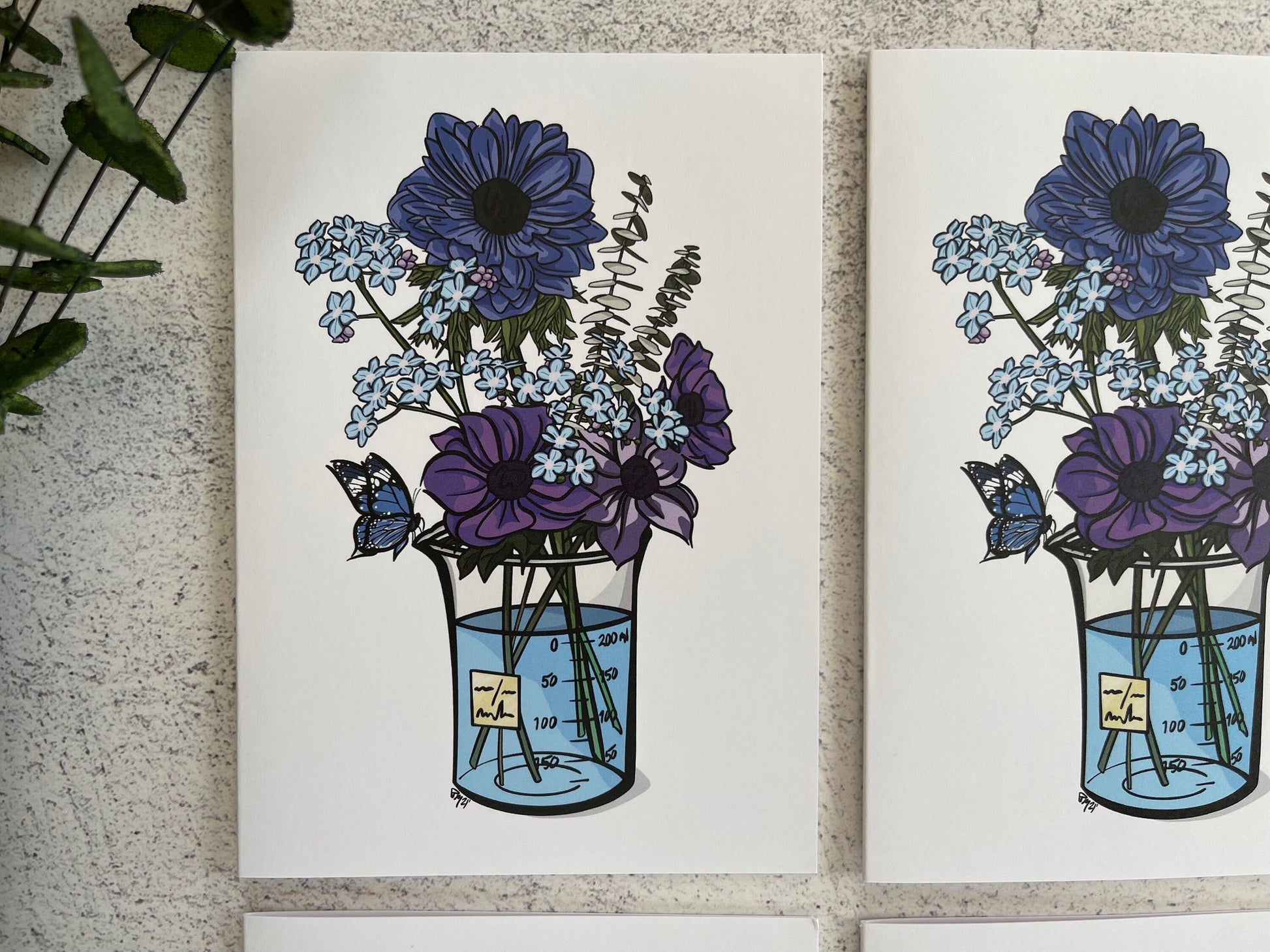 Blue Science Bouquet Greeting Card Set