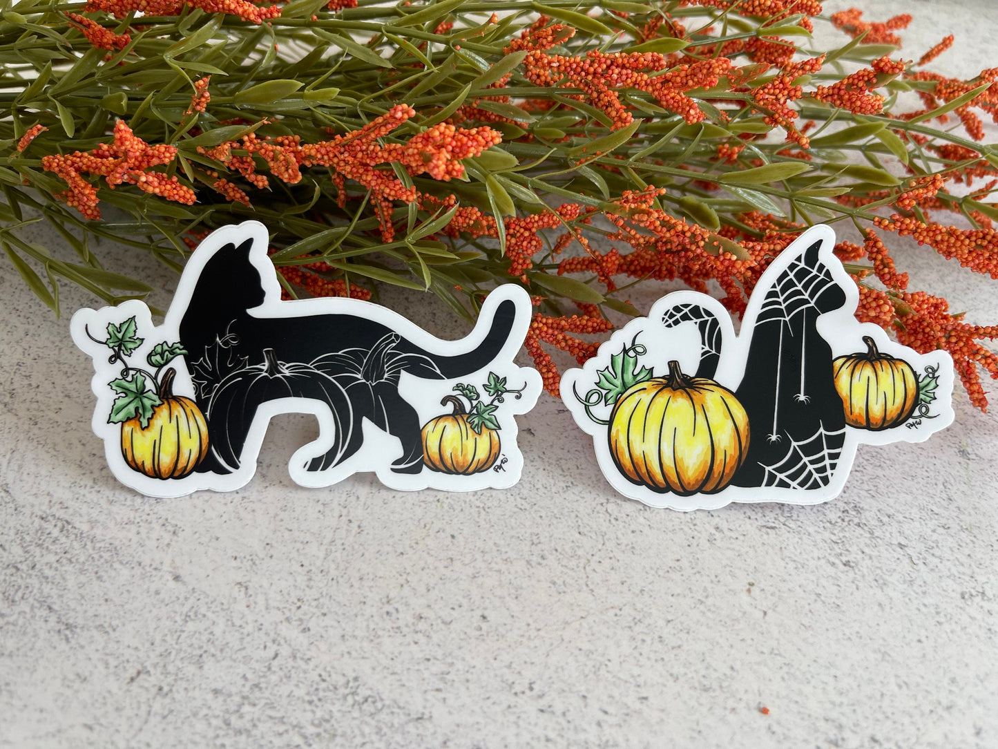 Black Cat Halloween Vinyl Sticker Set