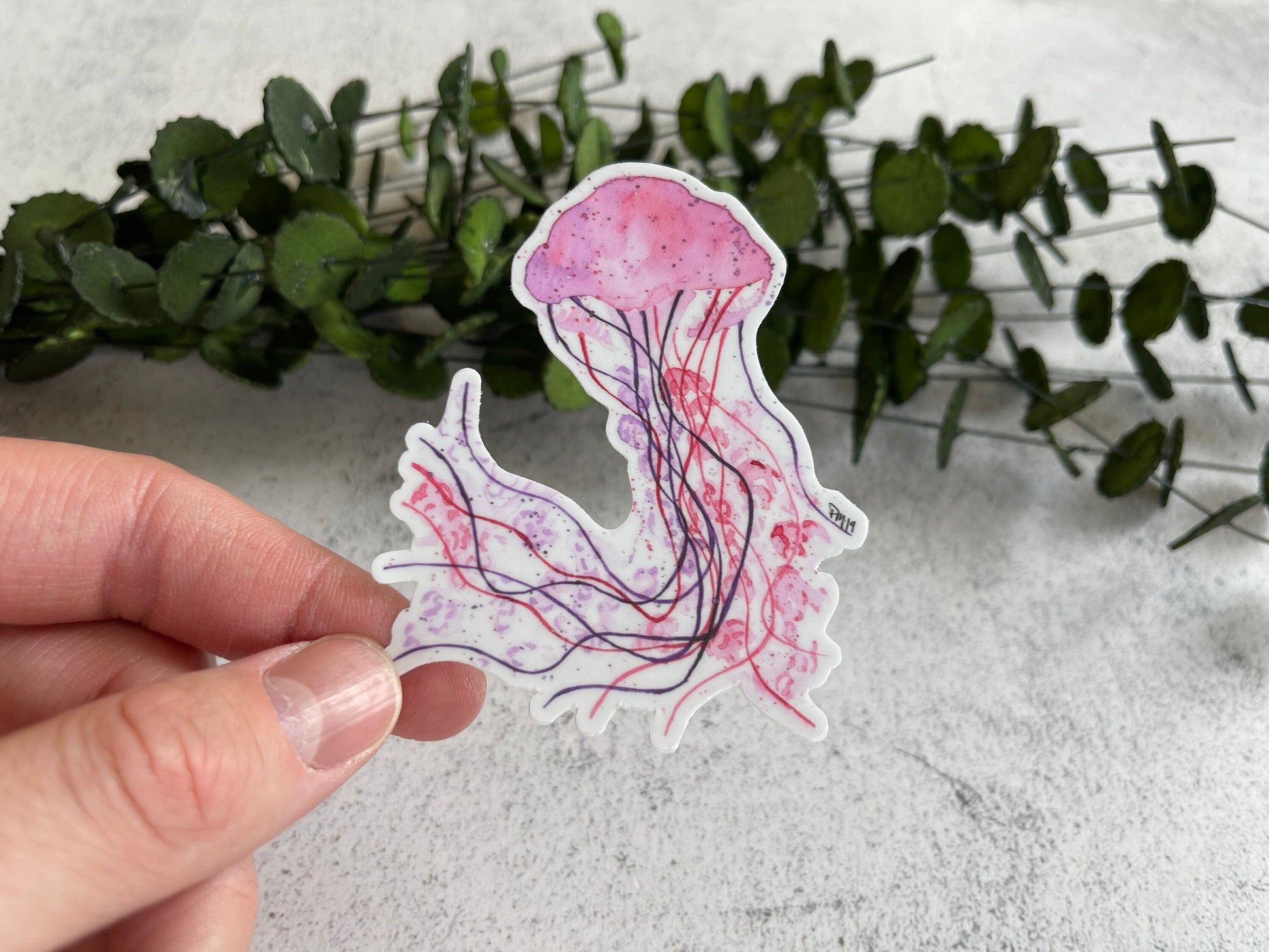 Pink Jellyfish Vinyl Sticker