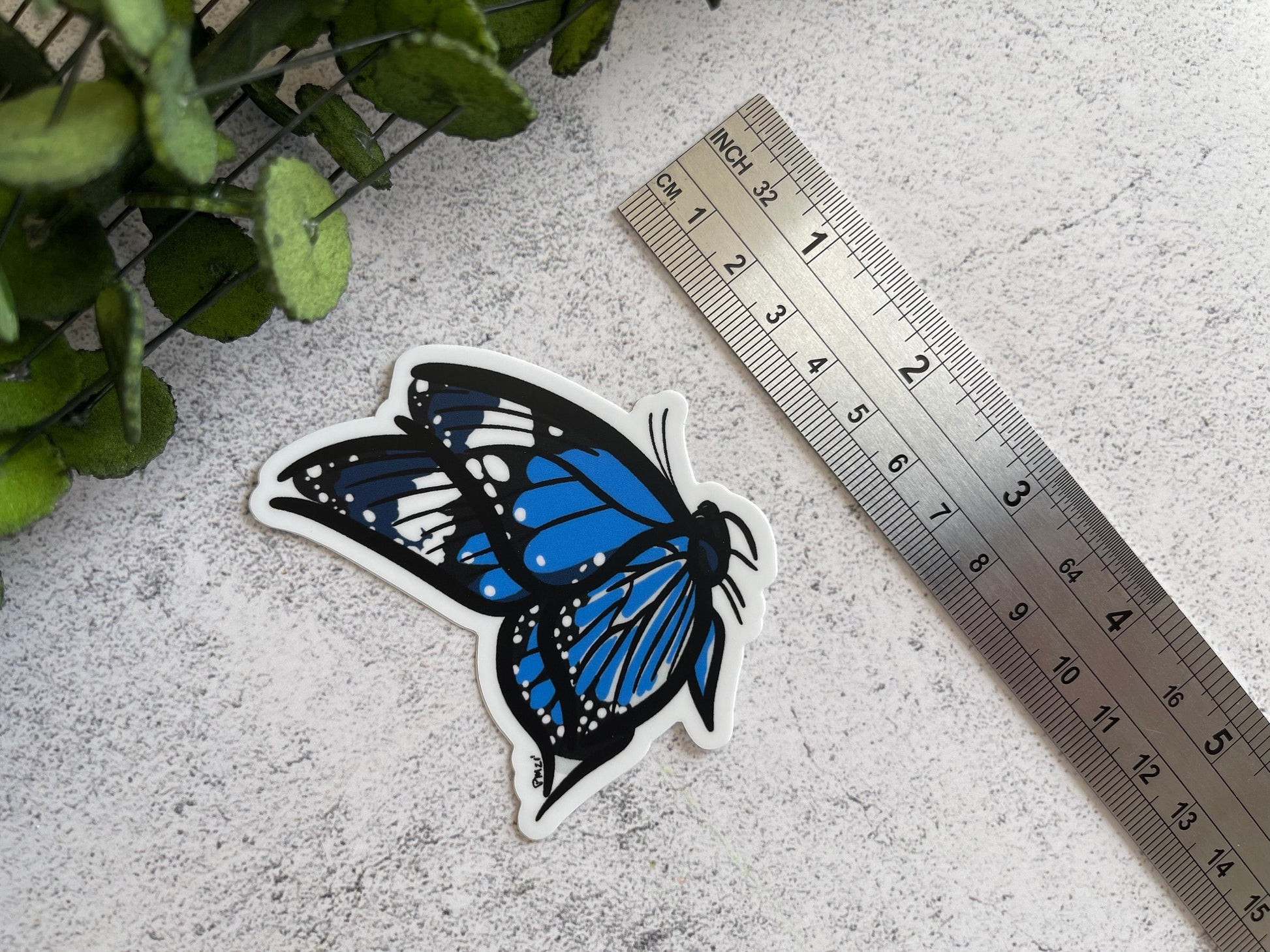 Blue Butterfly Vinyl Sticker