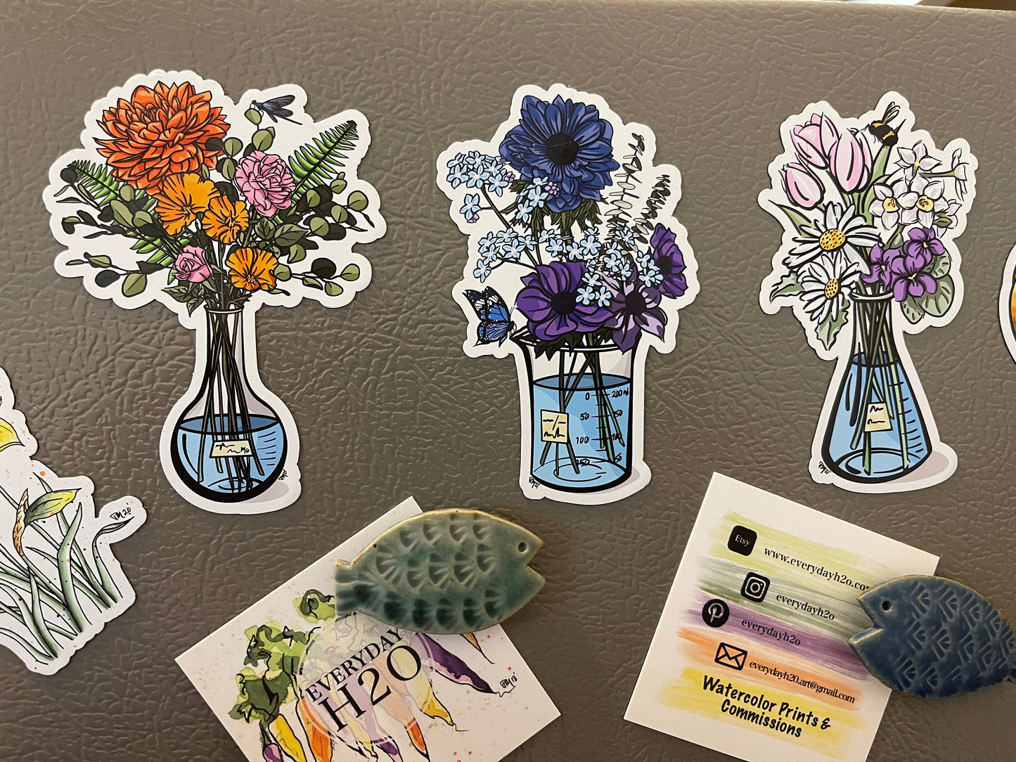 Science Floral Magnet Set