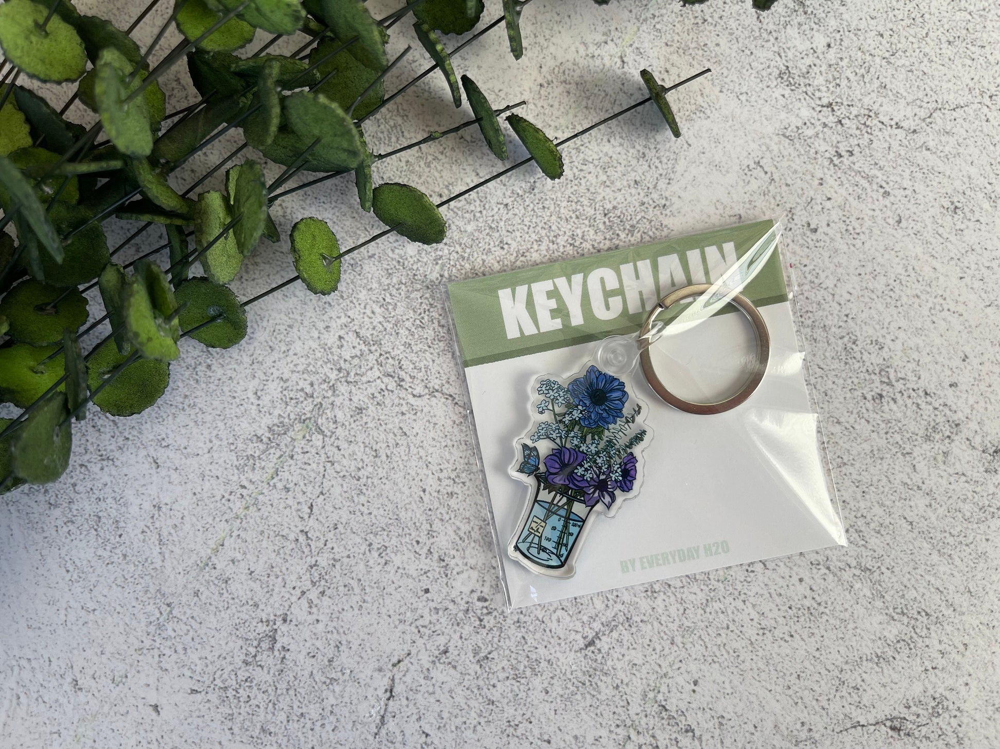 Science Blue Floral Keychain