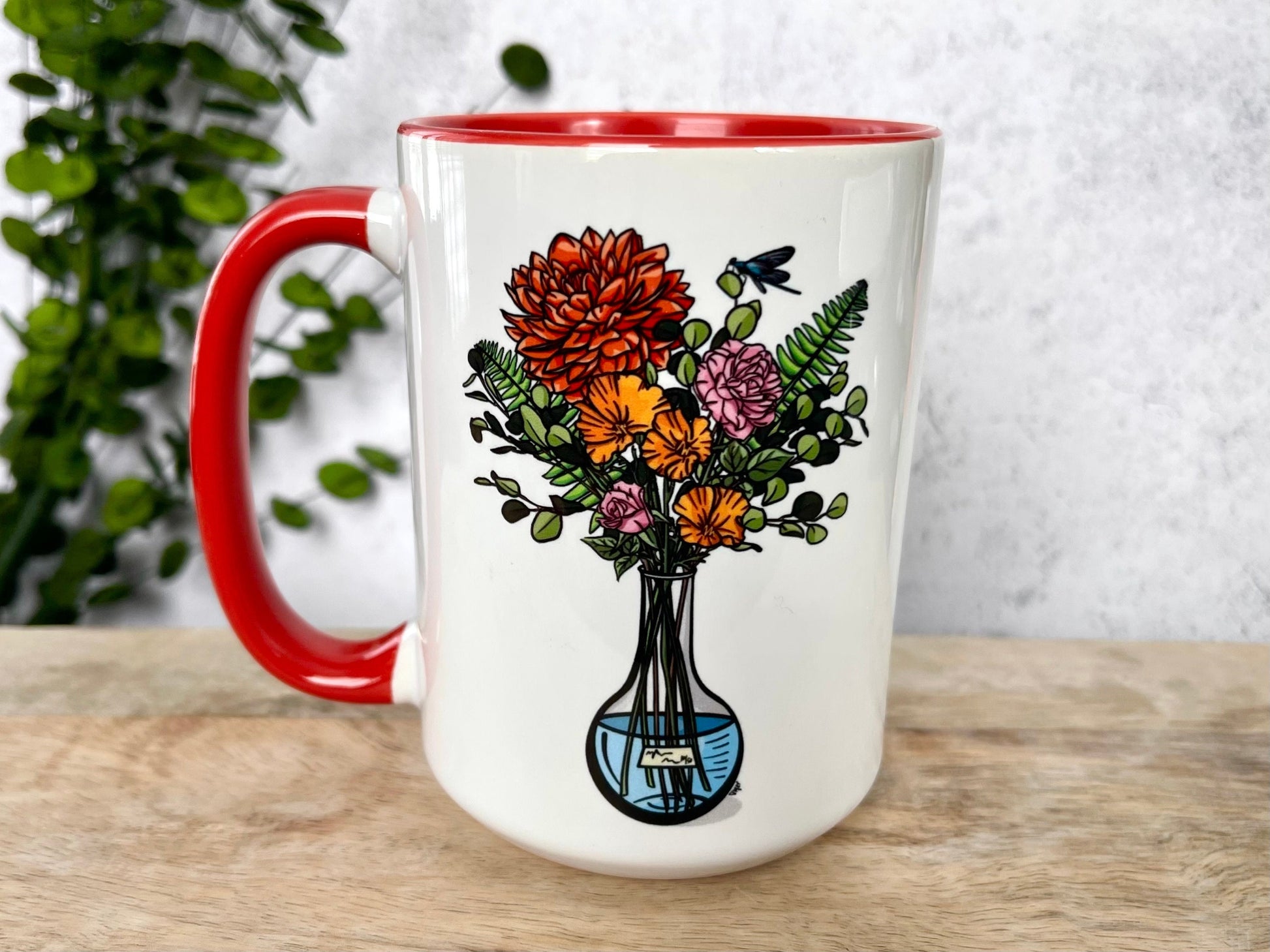 15 oz Red Floral Science Mug