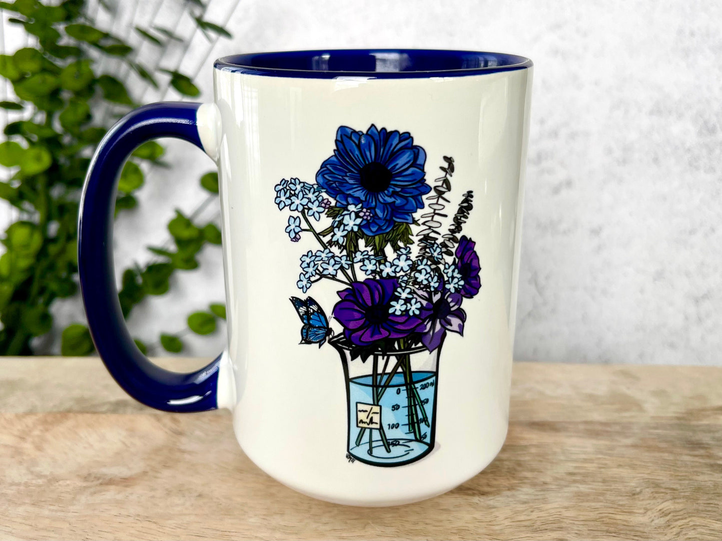 15 oz Blue Floral Science Mug