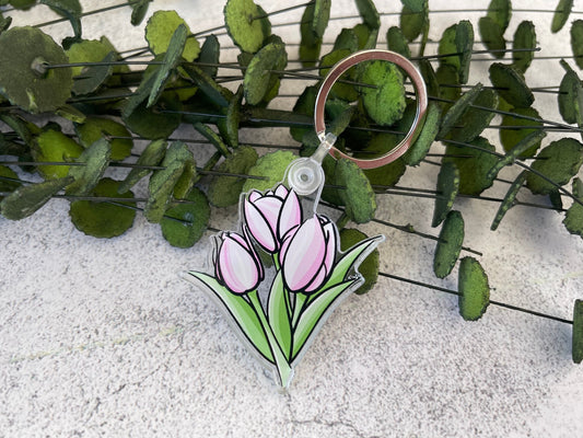 Pink Tulip Keychain